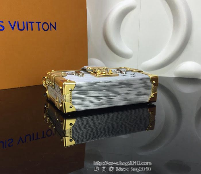 路易威登LV 頂級原單 M54652 經典款Petite Malle手袋 銀色Epi皮革 精品小號包袋  YDH2432